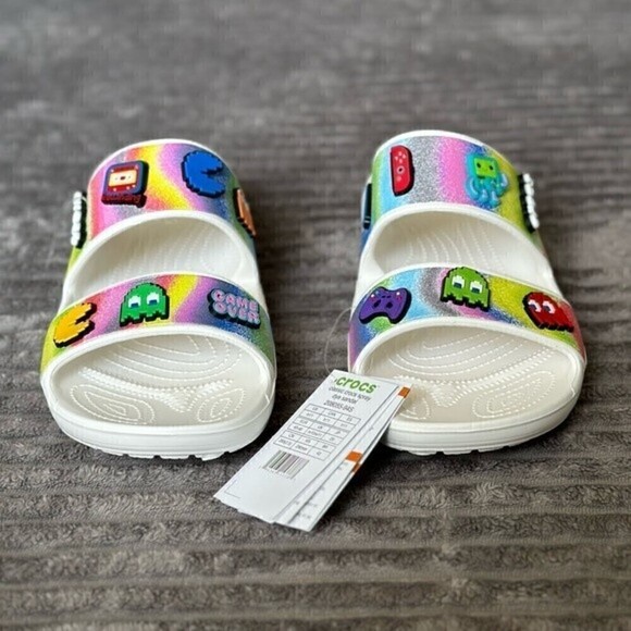 Crocs men's 11 classic spray dye sandals 208055-94S w/ Pac-man gaming/retro - Picture 7 of 10